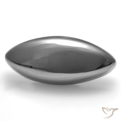 21.54ct Natural Silver Gray Hematite, Marquise, Opaque