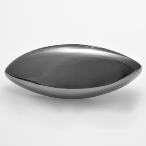 Silver Gray Hematite Gem - 17.4ct Marquise Cabochon (ID: 556015)