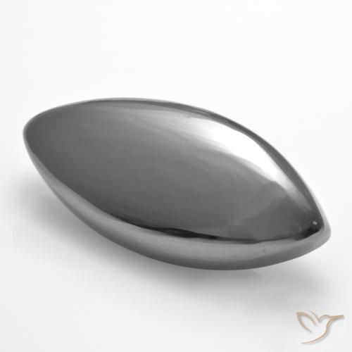 26.80 ct Gray Hematite Stone, Natural Hematite in Marquise Cabochon Shape for Sale