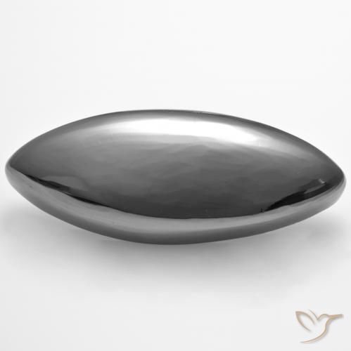 28,67 ct marquise schliff grauer Hämatit aus Brasilien, Größe 30,6 x 12,4mm, Garantiert natürlicher Edelstein, Opaque Reinheit, 1 Stück Hämatit in Silbergrau Farbe, Mohs-Härte von 5,5 - 6,5, Photo A