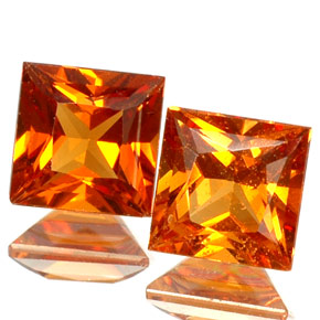 1.38 ct Orange Hessonite Garnet Gemstone, Hessonite Garnet Gem in Princess-Cut Shape for Sale.