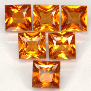 2.94 ct Orange Hessonite Garnet Gemstone, Hessonite Garnet Gem in Princess-Cut Shape for Sale.