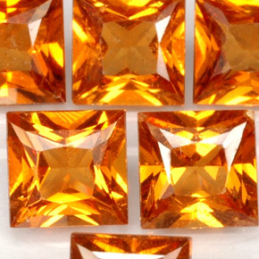 2.94 ct Orange Hessonite Garnet Stone, Natural Hessonite Garnet in Princess-Cut Shape for Sale
