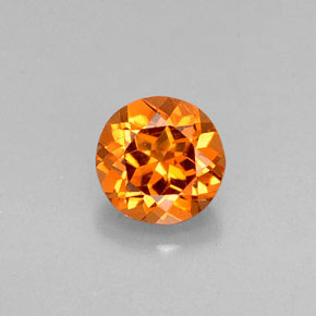 0.65 ct Orange Hessonite Garnet Gemstone, Hessonite Garnet Gem in Round Facet Shape for Sale.