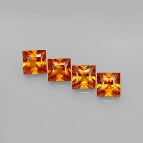 1.44 ct Orange Hessonite Garnet Gemstone, Hessonite Garnet Gem in Princess-Cut Shape for Sale.