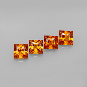 1.44 ct Orange Hessonite Garnet Stone, Natural Hessonite Garnet in Princess-Cut Shape for Sale