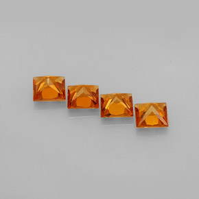 Hessonite Garnet Gemstone in 4 x 4 mm (calibrated) Size for Sale, Hessonite Garnet Stone in Mandarin Orange Color