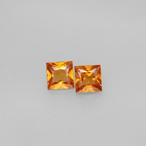 0.70 ct Orange Hessonite Garnet Gemstone, Hessonite Garnet Gem in Princess-Cut Shape for Sale.