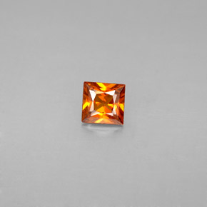 0.38 ct Orange Hessonite Garnet Gemstone, Hessonite Garnet Gem in Princess-Cut Shape for Sale.