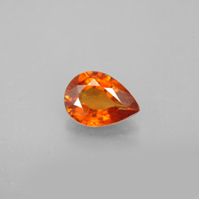 0.84 ct Orange Hessonite Garnet Gemstone, Hessonite Garnet Gem in Pear Facet Shape for Sale.