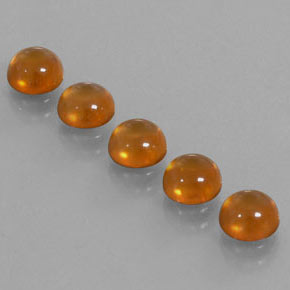 5.97 ct Orange Hessonite Garnet Stone, Natural Hessonite Garnet in Round Cabochon Shape for Sale