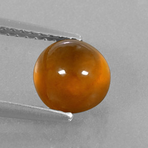2.44 ct Orange Hessonite Garnet Gemstone, Hessonite Garnet Gem in Round Cabochon Shape for Sale.