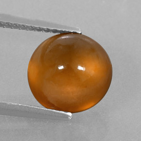 3.80 ct Orange Hessonite Garnet Gemstone, Hessonite Garnet Gem in Round Cabochon Shape for Sale.