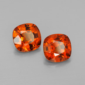 3.27 ct Orange Hessonite Garnet Stone, Natural Hessonite Garnet in Cushion-Cut Shape for Sale