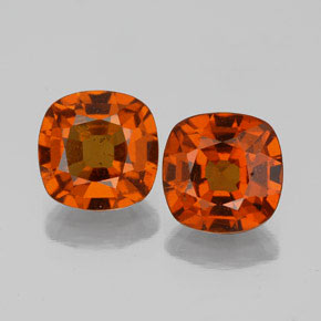3.23 ctw Orange Hessonite Garnet Gemstones, Hessonite Garnet Gems in Cushion-Cut Shape for Sale.