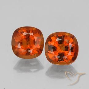 3.17 ct Orange Hessonite Garnet, 6.8 x 6.8 mm Cushion Cut From Sri Lanka, Photo A
