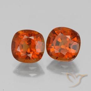 3.17 ctw Orange Hessonite Garnet Stones, Natural Hessonite Garnet in Cushion-Cut Shape for Sale