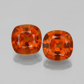 3.13 ctw Orange Hessonite Garnet Gemstones, Hessonite Garnet Gems in Cushion-Cut Shape for Sale.