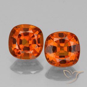 1.96 ct Orange Hessonite Garnet, 6 x 5.9 mm Cushion Cut From Sri Lanka, Photo A