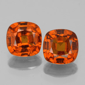 2.08 ctw Orange Hessonite Garnet Gemstones, Hessonite Garnet Gems in Cushion-Cut Shape for Sale.