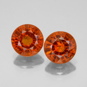 2.92 ct Orange Hessonite Garnet Gemstone, Hessonite Garnet Gem in Round Facet Shape for Sale.