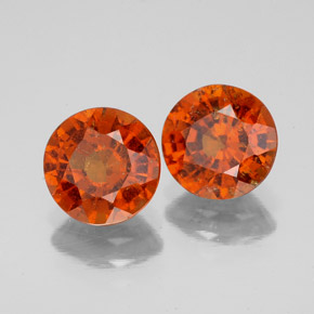 2.92 ct Orange Hessonite Garnet Stone, Natural Hessonite Garnet in Round Facet Shape for Sale