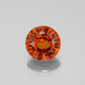 1.38 ct Orange Hessonite Garnet Gemstone, Hessonite Garnet Gem in Round Facet Shape for Sale.