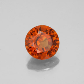 1.38 ct Orange Hessonite Garnet Stone, Natural Hessonite Garnet in Round Facet Shape for Sale