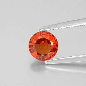 0.93 ct Orange Hessonite Garnet Gemstone, Hessonite Garnet Gem in Round Facet Shape for Sale.