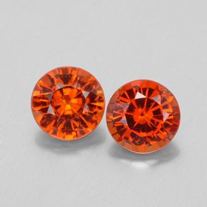 1.96 ct Orange Hessonite Garnet Gemstone, Hessonite Garnet Gem in Round Facet Shape for Sale.