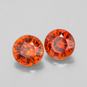 1.96 ct Orange Hessonite Garnet Stone, Natural Hessonite Garnet in Round Facet Shape for Sale