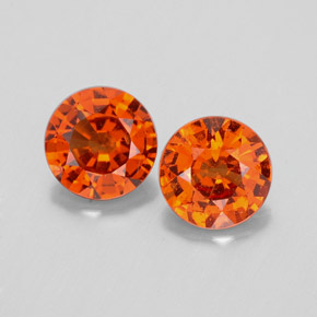 1.69 ct Orange Hessonite Garnet Gemstone, Hessonite Garnet Gem in Round Facet Shape for Sale.
