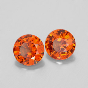 1.69 ct Orange Hessonite Garnet Stone, Natural Hessonite Garnet in Round Facet Shape for Sale