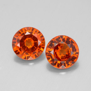 1.83 ct Orange Hessonite Garnet Gemstone, Hessonite Garnet Gem in Round Facet Shape for Sale.
