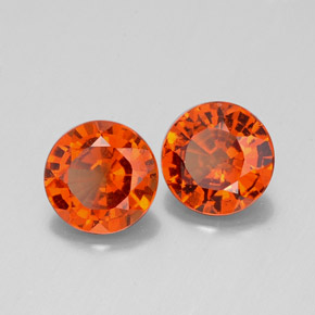1.83 ct Orange Hessonite Garnet Stone, Natural Hessonite Garnet in Round Facet Shape for Sale