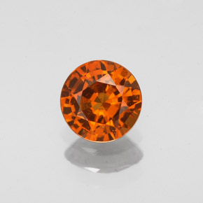 0.79 ct Orange Hessonite Garnet Gemstone, Hessonite Garnet Gem in Round Facet Shape for Sale.