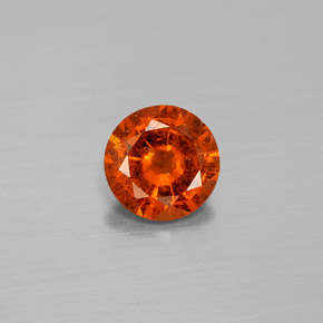1.25 ct Orange Hessonite Garnet Gemstone, Hessonite Garnet Gem in Round Facet Shape for Sale.