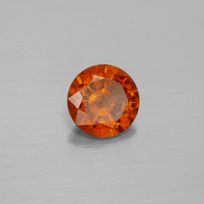 1.25 ct Orange Hessonite Garnet Stone, Natural Hessonite Garnet in Round Facet Shape for Sale