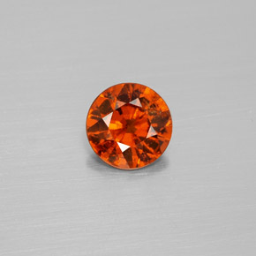 1.02 ct Orange Hessonite Garnet Gemstone, Hessonite Garnet Gem in Round Facet Shape for Sale.