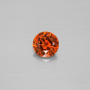 0.71 ct Orange Hessonite Garnet Gemstone, Hessonite Garnet Gem in Round Facet Shape for Sale.