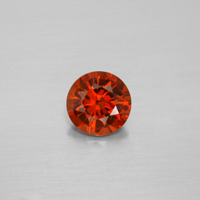 1.22 ct Orange Hessonite Garnet Gemstone, Hessonite Garnet Gem in Round Facet Shape for Sale.