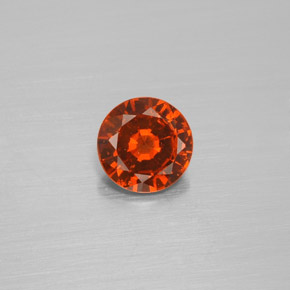 1.21 ct Orange Hessonite Garnet Gemstone, Hessonite Garnet Gem in Round Facet Shape for Sale.