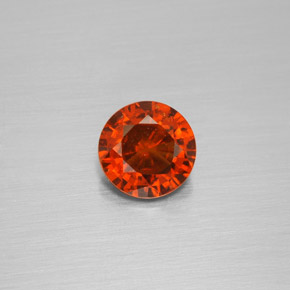 1.36 ct Orange Hessonite Garnet Gemstone, Hessonite Garnet Gem in Round Facet Shape for Sale.