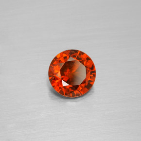 1.36 ct Orange Hessonite Garnet Stone, Natural Hessonite Garnet in Round Facet Shape for Sale