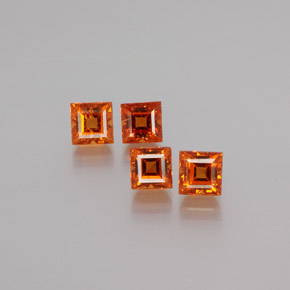 1.46 ctw Orange Hessonite Garnet Stones, Natural Hessonite Garnet in Square Facet Shape for Sale