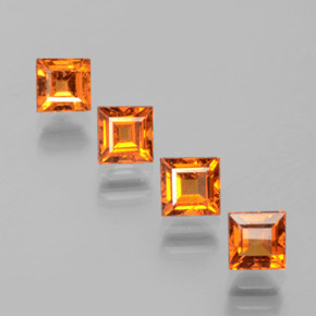 2.05 ctw Orange Hessonite Garnet Gemstones, Hessonite Garnet Gems in Square Facet Shape for Sale.