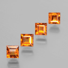 2.05 ctw Orange Hessonite Garnet Stones, Natural Hessonite Garnet in Square Facet Shape for Sale