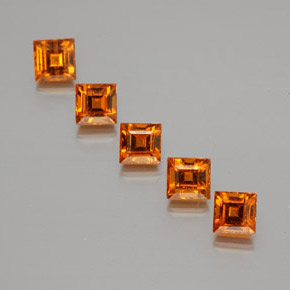 1.80 ctw Orange Hessonite Garnet Stones, Natural Hessonite Garnet in Square Facet Shape for Sale