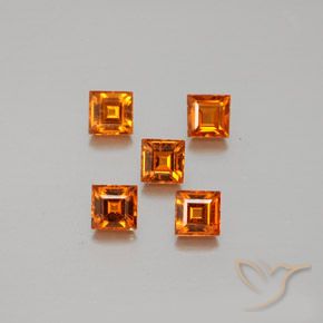 1.64ctw Natural Medium Orange Hessonite Garnet, Square, VS