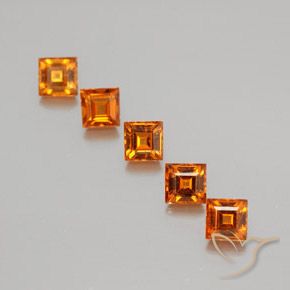 1.64 ctw Orange Hessonite Garnet Stones, Natural Hessonite Garnet in Square Facet Shape for Sale